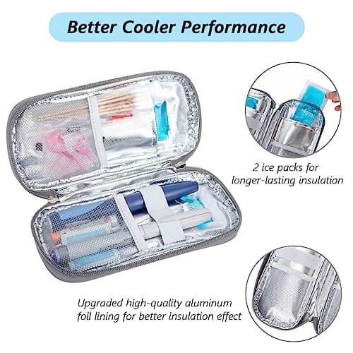 SUNMON Monjaro Travel Case, Compact Insulin Pen Cooler Travel Case with 2 Reusable Ice Packs Medicine Cool Bag, TSA Approved Medication Cooler for Travel (Sand Blue) — view 2