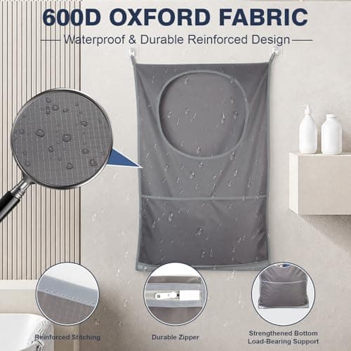 KLMHH Hanging Laundry Bag, Collapsible Laundry Basket, Waterproof Bin — view 4