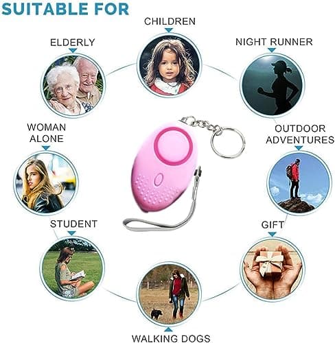 Personal Alarms For Women, Police Approved 140DB LOUD Security Alarms Keychain with LED Light, Self Defence Panic Rape Attack Safety Sound Kit for Women, Girl Elderly, Student, Night Walker (Pink) — view 3