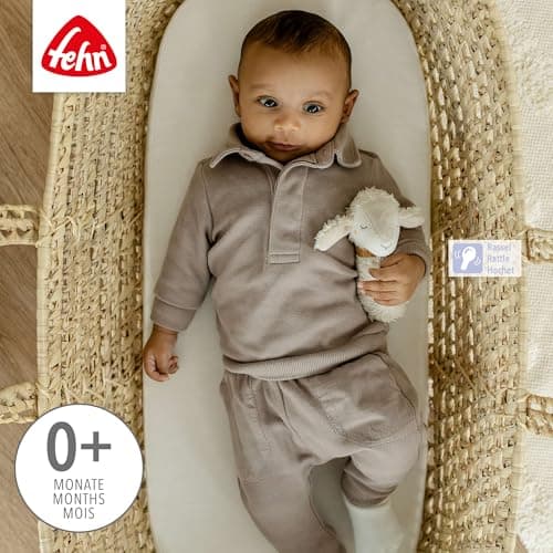 Fehn Natural Sheep Rod Rattle - Motor Skills Toy with Rattle and Organic Cotton (kbA) - Playfully Promotes Early Childhood Learning - Faithful Companion for Babies and Toddlers from 0+ Months — view 3