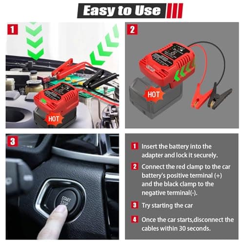 Car Jump Starters Adapter Compatible with Milwaukee 18V MAX Batteries with 11AWG Jump kit Cable for use with Trucks, SUVs, Full-Size Car, mid-Size and Small Compact Cars Vehicles — view 5