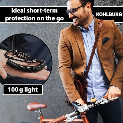KOHLBURG Combination Cable Lock [Lightweight, 5.9ft Long] for the Pocket — view 2