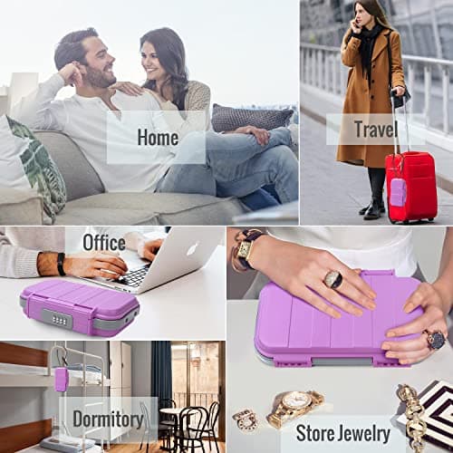 WACCET Portable Safe Box with Code, Combination Security Case Lock Box Waterproof Anti-Theft Mini Travel Safe with Removable Wire Rope Security Safe Box for Home, Office, Hotel, Cars,Travel etc — view 6