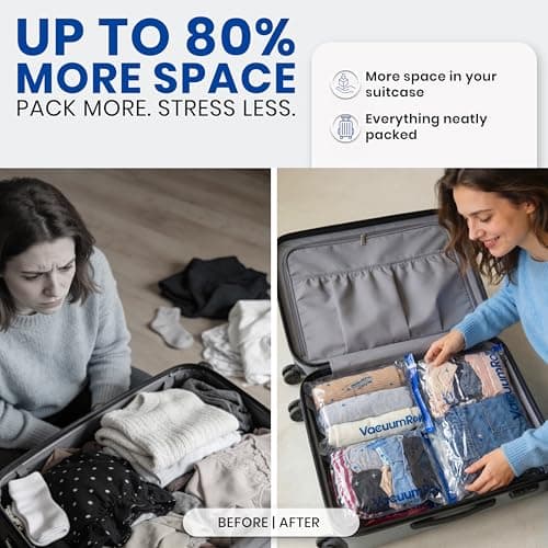 myHodo Vacuum Compression Bags for Rolling (10 Pieces) - Reusable Storage Solution, Versatile Travel Bags for Suitcase & Backpack, Durable & Hygienic, Easy to Use, Suitable for Clothes & All Textiles — view 2