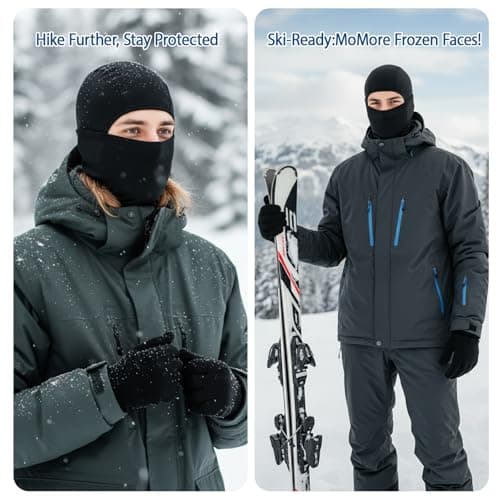 2-Piece Motorcycle Balaclava and Glove Set, Windproof Fleece Full Face Motorbike Ski Mask and Cotton Blend Full Finger Gloves, Winter Thermal Gear for Men Cycling — view 4