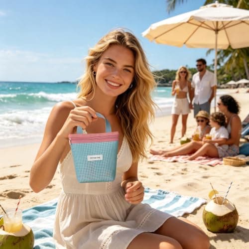 Travel Beach Bag, Breathable Mesh Tote, Lightweight Foldable, Gym, Camp — view 3