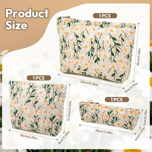 3PCS Cosmetic Bags Portable Multifunctional Travel Canvas Makeup Bag Set — view 2