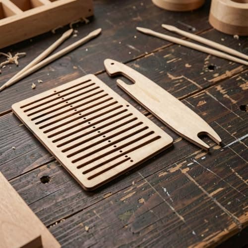JUMPLAWN Wooden Weaving Loom Kit 3 Sets with Shuttles and Heddle Bars — view 6