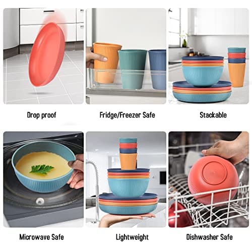 RHM 48Pcs Dinner Set for 4 - Camping Picnic Plates Bowls and Cutlery Set — view 2