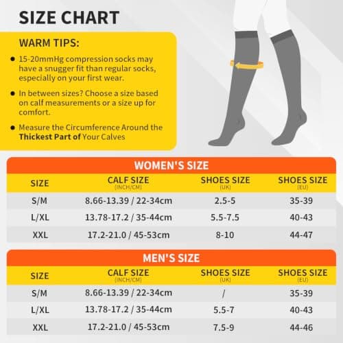 CAMBIVO 3 Pairs Compression Socks for Women and Men, 15-20 mmHg Support for Plantar Fasciitis, Arch Support Flight Socks, Travel & Work — view 3