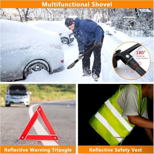 HLWDFLZ Car Emergency Kit - Portable Air Compressor, Roadside & Winter Travel Assistance, Safety Kit for Cars & Trucks (Orange) — view 6