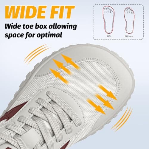 HOBIBEAR Trail Running Shoes Women Mens Minimalist Barefoot Sneakers Zero Drop Sole Casual Walking Hiking Shoes with Wide Toe Box White — view 3