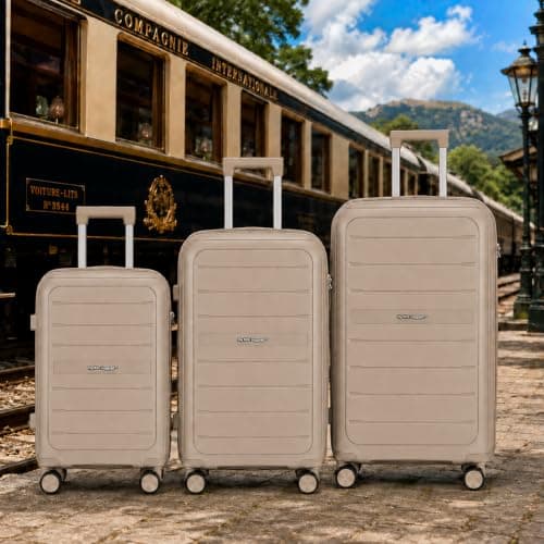 Fly Kite Luggage 24 Inch Medium Suitcase 100% Polypropylene Hard Shell with Aluminium Trolley Handle, Real TSA Secure Lock 3 Digit, 360° Smooth Wheels Lightweight Suitcase|Khaki — view 4