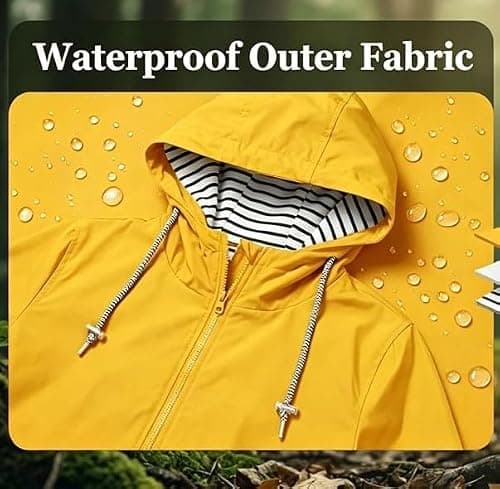 Waterproof Jacket Women Long Hooded – Softshell Rain Coat with Adjustable Waist & Cuffs, Breathable Windbreaker for Summer Spring Autumn, Ladies Lightweight Jacket S-5XL Black Navy Green — view 6