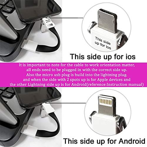 Keyring Charger 3 in 1 Lightning Micro USB C Short Charging Cable Multi Fast Charger Portable Travel Magnetic Keychain for iPhone, iOS, Android & All Smartphones — view 5