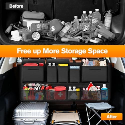 MoKo Hanging Trunk Organizer for SUV, Car Organizer with 10 Pockets Large Capacity & 3 Adjustable Straps for Easy Installation, Car Storage Universal Fit for Sedans, SUVs, MPVs, Trucks, 43.3 x 18.9in — view 2