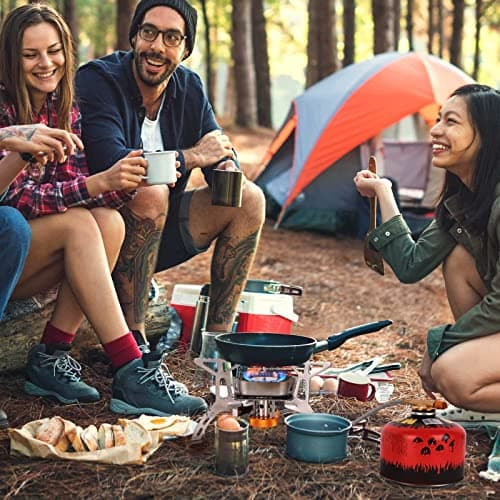 Colmthys Camping Gas Stove, Portable Windproof Backpacking Burner Cooking Stoves 3500W for BBQ Outdoor Cooking Hiking Fishing Picnic with Piezo Ignition Adapters Converter — view 6