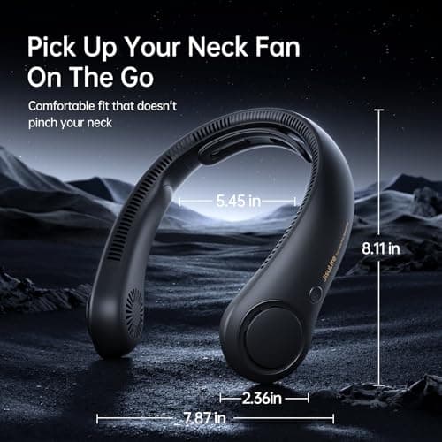 JISULIFE Portable Neck Fan Upgraded: Neckbrace Hands-Free, 5-Speed 5000 mAh — view 6
