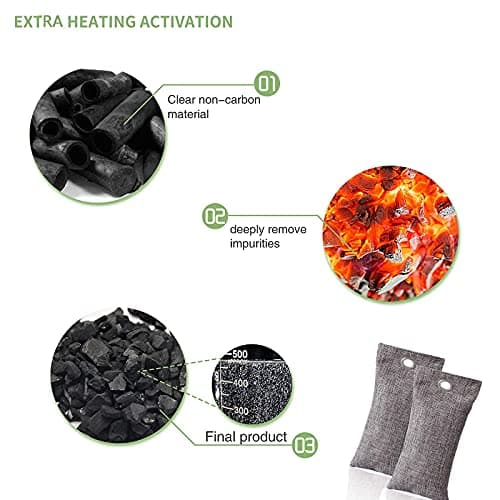 RUN HELIX Bamboo Air Purifying Bags, activated charcoal odour absorber, odour eliminator, shoe deodorizer, Used for Home, Car, Closet, Pet, Fridge, Smoke Room Deodorizer （6x50g） — view 6