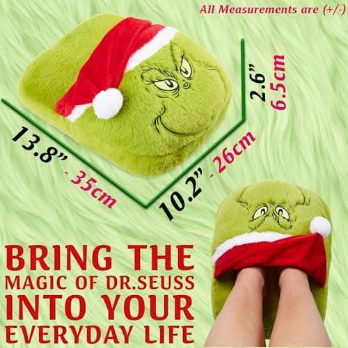 The Grinch Foot Warmer Women Teens UK 2-13.5, Kuromi Non Electric Fleece Foot Muff Adults, Natural Heated Non Slip, Arthritis Muscle Pain (Green Grinch) — view 6