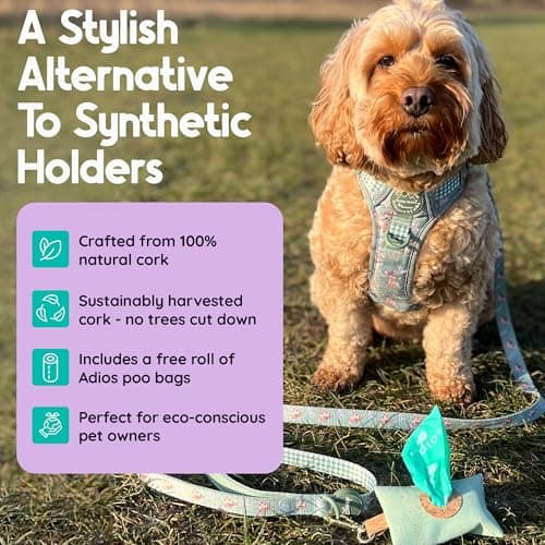 Adios Plastic - Handmade Rainbow Cork Poo Bag Dispenser – Eco‑friendly Dog Waste Bag Holder, Plastic Free, Crafted from 100% Sustainable Cork, Water‑Resistant, Lightweight, Clips to Leash & Belt — view 3