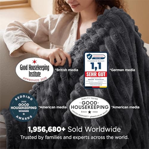 Bedsure Fleece Throw Blanket for Bed - Fluffy Throw, Dark Grey, 150x200 cm — view 2