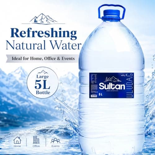 Sultan Natural Water 5L, Large Still Bottled Water, Natural Mineral Water Bottle with Carry Handle, Family Size Water Bottle, Ideal for Home, Office, Catering, Events, Travel — view 4