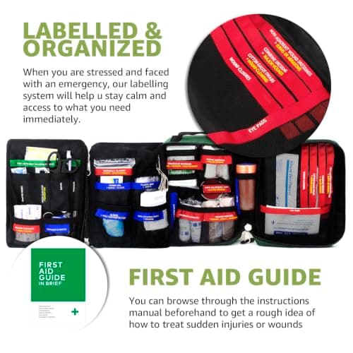 255PCs Pro First Aid Kit Emergency Survival Trauma Kit Medical Kit with Labeled Compartments for Boat Car Truck Camping Hiking Travel & Backpacking — view 3