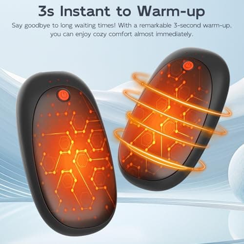Mezeic Rechargeable Hand Warmers 2 Pack, 6000mAh Electric Hand Warmer Pocket Magnetic Heater Christmas Winter Warm Gifts for Outdoor Golf Hiking Camping, Gloves Fitting, Travel Essentials - Black — view 2