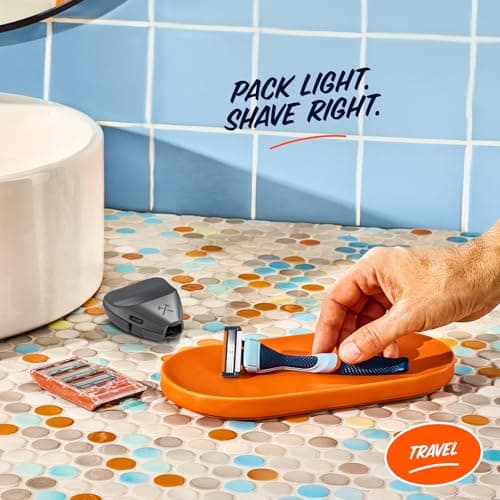 Dollar Shave Club | Travel Shaving Kit | 4 Swift Rinse Refill Cartridges, 1 Handle (Blue) and 1 Razor Cover — view 3