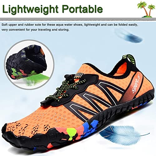 Barefoot Water Shoes Mens Womens Aqua Sea Swim Beach Shoes Mens Surf Quick Dry Ladies Lightweight Sport Wet Pool Diving Unisex Orange — view 4