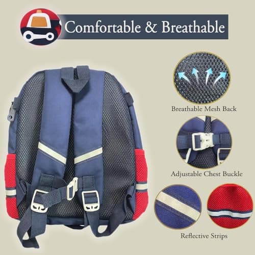 XNDZ Toddler Backpack for Nursery Kids Children Dinosaur with Chest Strap Kindergarten School Bag Outdoor Rucksack for 3-6 Years Boys Girls Navy Airplane — view 5