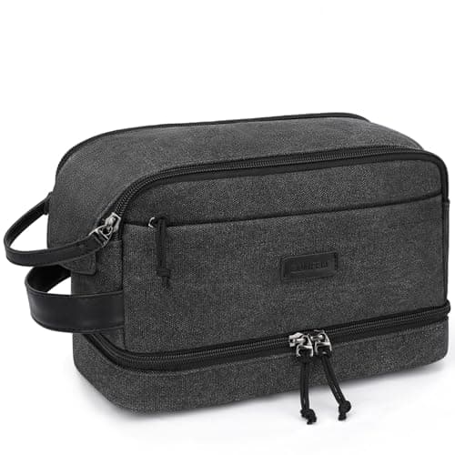 ZOMFELT Travel Toiletry Bag for Men, Canvas Wash Bag with Double Layer