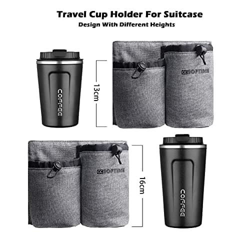 CCSOFTIME Suitcase Travel Cup Holder,Free Hands Luggage Cup Holder,Drink Beverage Caddy Attchment for Water Bottle Coffee Mugs for Flight Attendant Traveler-Black — view 6