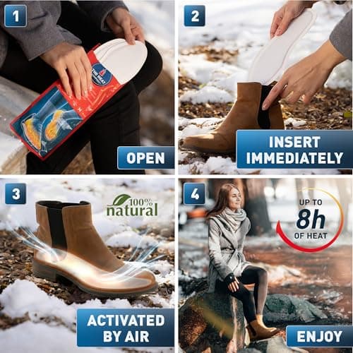The Heat Company New Sizes Feet Warmers - 8 Hours of Heat Thermal Insole Shoe Heating Foot Warmer Foot Heaters Small( UK 3-5), 30 Pairs — view 3
