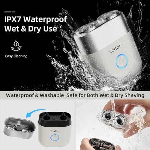 Electric Razor for Men,Mini Electric Shaver, Portable Mini Shaver with Dual Blades, Type-C Fast Charging, IPX7 Waterproof, Wet & Dry Use, Travel-Friendly Grooming Tool — view 5
