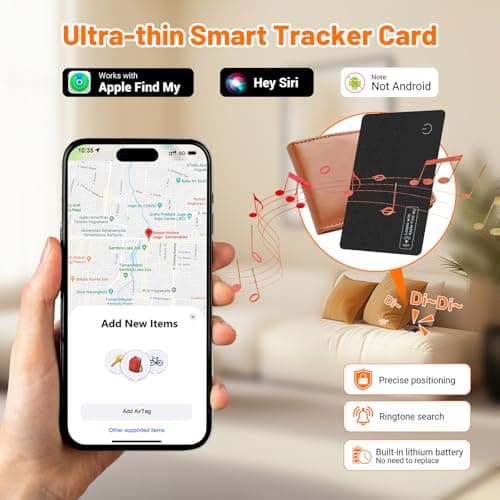 Air Smart tag Tracking Card, [iOS MFi Certified] Rechargeable Credit Card Tracker 1.6mm Thin Smart Bluetooth Tags Card Compatible with iOS Find My App, Wallet & Luggage Item Locator — view 2