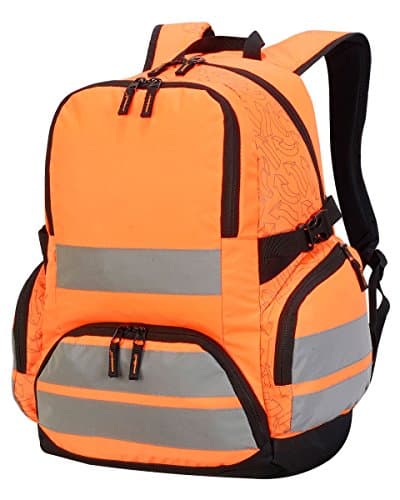 Hi Vis SH7702 Shugon London Pro Hi-Vis Backpack Bag Adjustable Padded Shoulder Straps and Webbed Carrying Handle (Hi Vis Orange)