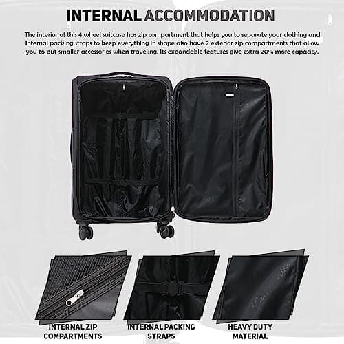 ATX Luggage 55x36x20cm Cabin Suitcase Super Lightweight Small Suitcase Approved for 100+ Airlines Including EasyJet, Ryanair, British Airways & Virgin Atlantic (Black/Yellow, 21 Inches, 45 Liter) — view 6