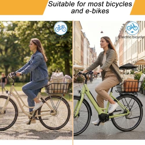HopesEager Rear Bicycle Basket with Rain Cover, Luggage Net, Large Metal Bicycle Basket at the Back, Robust Rear Bicycle Basket for Most Bicycles and E-Bikes — view 6