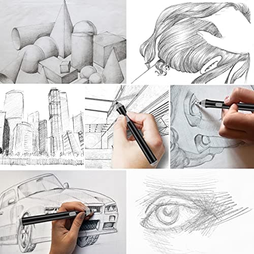 OFFCUP Electric Automatic Portable Pencil & Eraser 22pcs Refills, Battery Operated Eraser for Sketching Graphite Pencils/Drafting — view 6