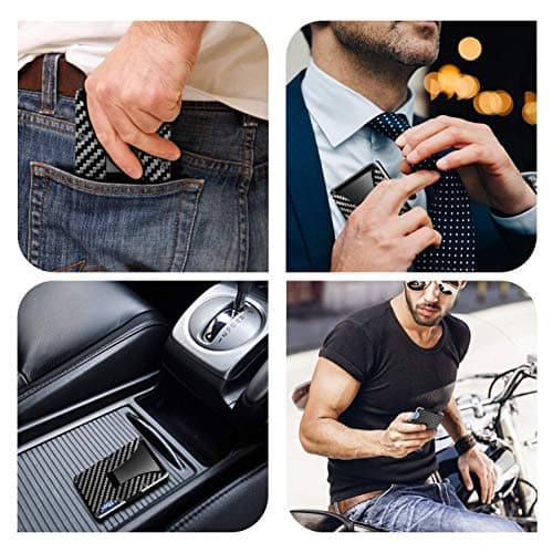 Carbon Fiber Wallet,RFID Blocking Card Holder for Slim Metal Wallet,Minimalist Money Clip — view 5