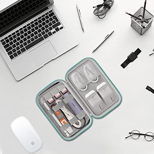 Elonbo Hard Travel Cords Organizer Universal Small Electronic Accessories Carrying Bag for Chargers MacBook Adapter Magic Mouse Apple Pencil Flash Disk Tech Portable Storage Bag, Green — view 5