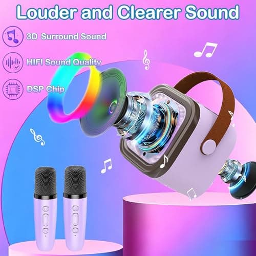 Chennyfun Purple Karaoke Machine with 2 Microphones — view 3