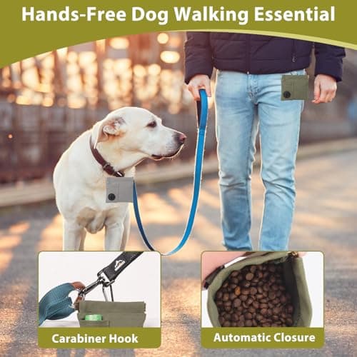 2PCS Dog Treat Pouch Magnetic Closure, Hands-Free Dog Walking Bag with Carabiner, Waterproof Treat Pouch for Dog Training with Waste Bag Holder for Poop Bags, Perfct for Walking Travel Training Use — view 5