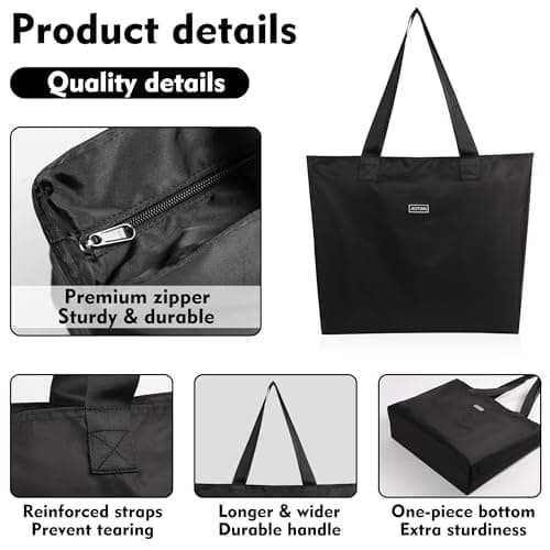 AOTIAN Reusable Grocery Bag, Foldable Shopping Tote Bag with Zipper Closure — view 4