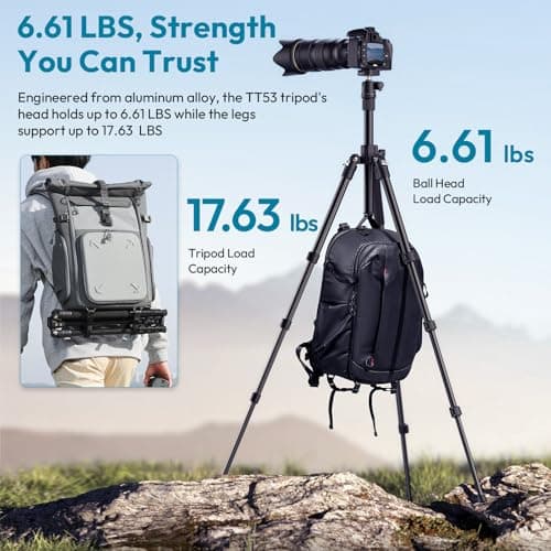 ULANZI TT53 71inch Camera Tripod, Travel Tripods for Camera with 360° Panoramic Ball Head and Uka Quick Release Plate, Lightweight Tripod with Removable Center Column for All DSLR, Loading Up to 18lbs — view 5