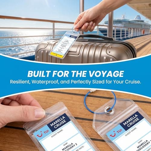 8-Pack Cruise Luggage Tag Holders - Waterproof Clear Luggage Tags for Suitcases with Stainless Steel Loops, Durable Plastic Suitcase Tags Compatible with Marella All Cruise Essentials — view 5