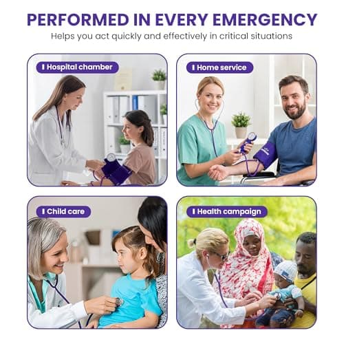 Primacare Medical DS-9197-PU Professional Classic Series Manual Adult Size Blood Pressure Kit, Emergency Bp kit with Stethoscope and Portable Leatherette Case, Nylon Cuff, Purple — view 4