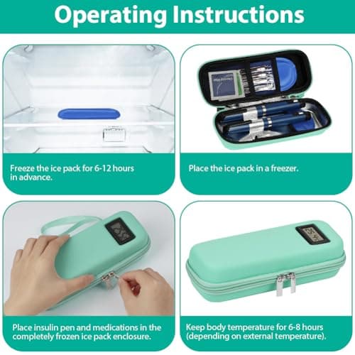 Fefod Insulin Cooler Travel Case with Temperature Display, TSA Approved Refrigerated Medicine Cooler for Travel, Insulin Pen Case with 2 Reusable Ice Packs, Diabetic Small Storage Travel Pack — view 6